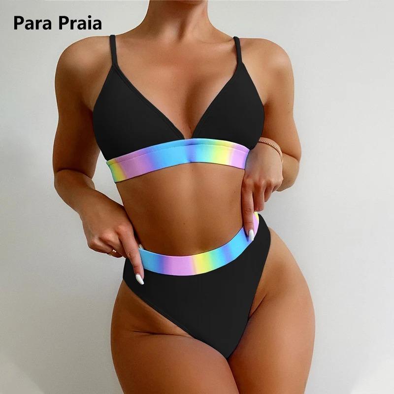 Para Praia Sexy High Waist Bikini 2024 Halter Women Swimwear Patchwork Bikini Set Swimsuit Female Push Up Bathing Suit S чорний
Para Praia Sexy High Waist Bikini 2024 Halter Women Swimwear Patchwork Bikini Set Swimsuit Female Push Up Bathing Suit S чорний
