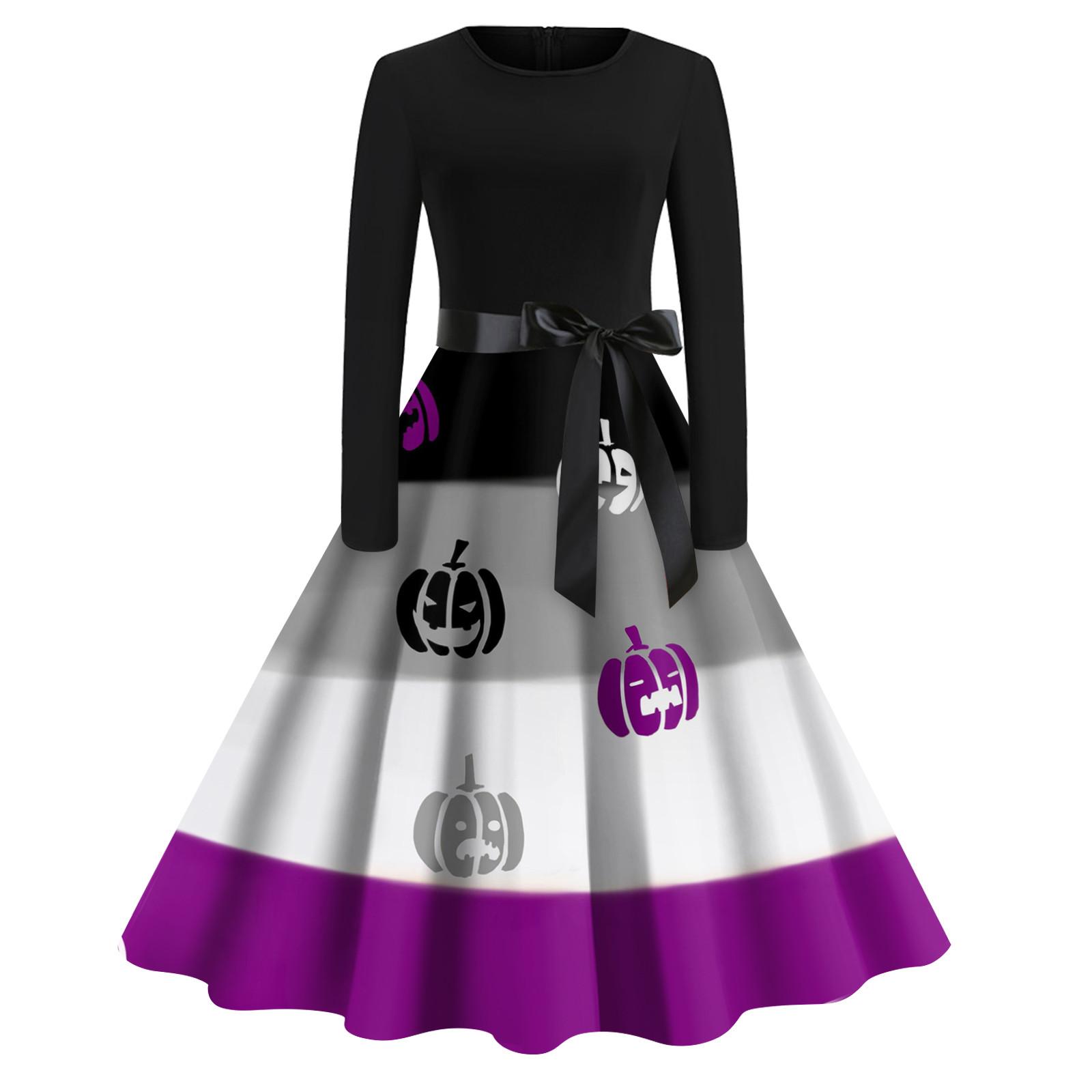 Женское платье с расклешенным принтом на Хэллоуин с длинным рукавом и круглым вырезом, вечерние повседневные платья XXXXL
Женское платье с расклешенным принтом на Хэллоуин с длинным рукавом и круглым вырезом, вечерние повседневные платья XXXXL