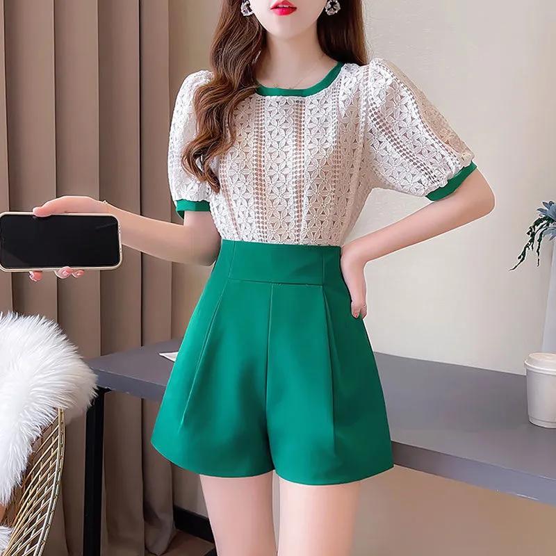 Womens 2 Piece Set White Lace Top and Green High Waist Shorts S зелёный
Womens 2 Piece Set White Lace Top and Green High Waist Shorts S зелёный