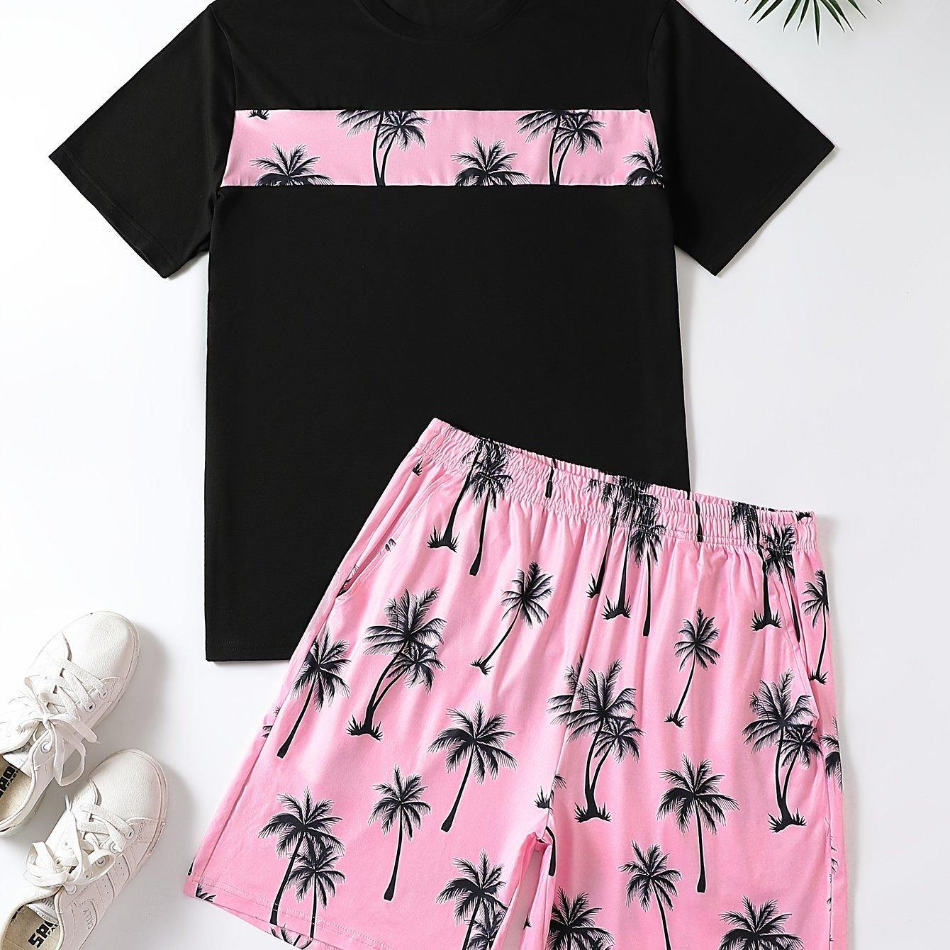 Мужской комплект из 2 предметов с изображением тропической пальмы — удобная футболка с круглым вырезом и спортивные штаны на шнурке, идеально подходят для летней повседневной одежды 6XL
Мужской комплект из 2 предметов с изображением тропической пальмы — удобная футболка с круглым вырезом и спортивные штаны на шнурке, идеально подходят для летней повседневной одежды 6XL