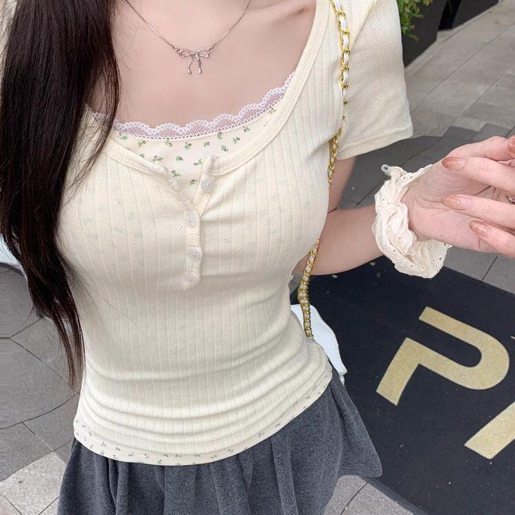 Apricot Floral Patchwork Lace Short Sleeve Slim Fit Summer Top for Women XS (50-70 lbs) абрикосовый
Apricot Floral Patchwork Lace Short Sleeve Slim Fit Summer Top for Women XS (50-70 lbs) абрикосовый