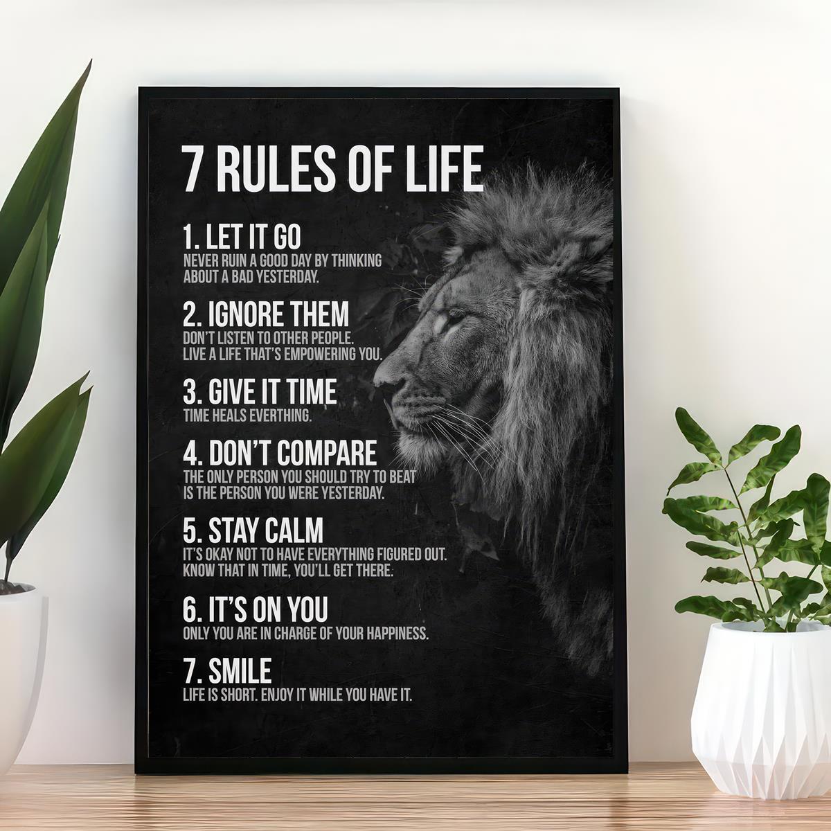 1pc Canvas Poster, Vintage Art, Inspirational Quotes Poster, 7 Rules Of Life, Ideal Gift For Bedroom, Decor Wall Art, Wall Decor 20x30cm No Frame
1pc Canvas Poster, Vintage Art, Inspirational Quotes Poster, 7 Rules Of Life, Ideal Gift For Bedroom, Decor Wall Art, Wall Decor 20x30cm No Frame