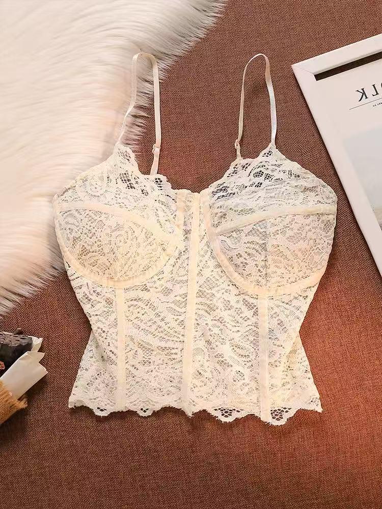 Elegant French Lace Camisole with Chest Pads - Sexy Outerwear & Innerwear Top One size брудно-білий
Elegant French Lace Camisole with Chest Pads - Sexy Outerwear & Innerwear Top One size брудно-білий