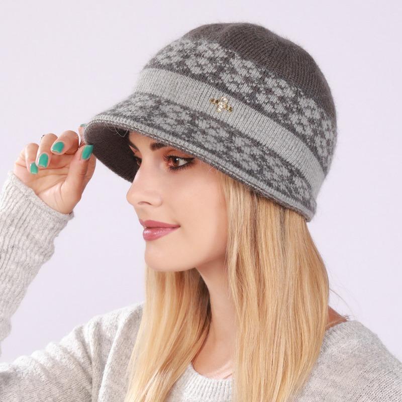 Осенне-зимние шапки, женская вязаная шапка, разноцветная модная толстая теплая шапка, универсальная панама One size серый