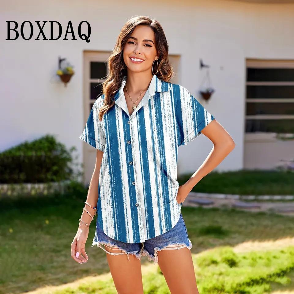 Summer Women S Shirt Vintage Striped Lapel Blouses Women S Plus-Size Loose Short Sleeve Tops Fashion Button Casual Blouse Shirt XL
Summer Women S Shirt Vintage Striped Lapel Blouses Women S Plus-Size Loose Short Sleeve Tops Fashion Button Casual Blouse Shirt XL