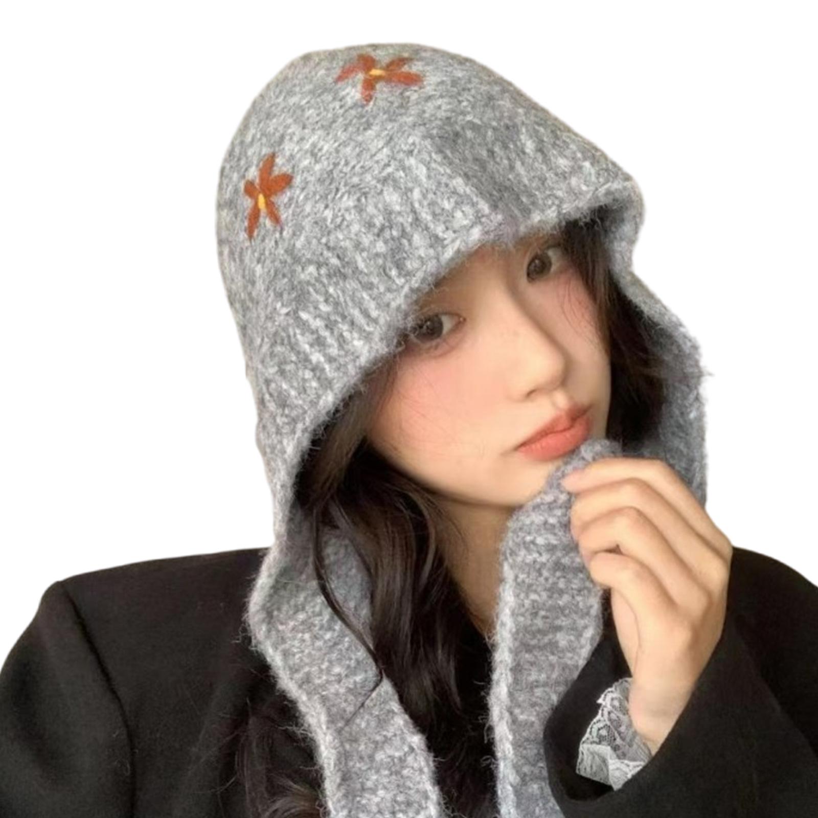 Прекрасная вязаная шапка с цветком Зимняя теплая и удобная шапка Шапка ручной работы для женщин и детей