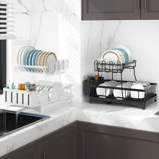 Yousheng Tableware Stand Dish Drying Rack Large Capacity Double-Layer Design Anti-Rust Coating Easy Installation Dish Drainer Utensil Holder білий
Yousheng Tableware Stand Dish Drying Rack Large Capacity Double-Layer Design Anti-Rust Coating Easy Installation Dish Drainer Utensil Holder білий