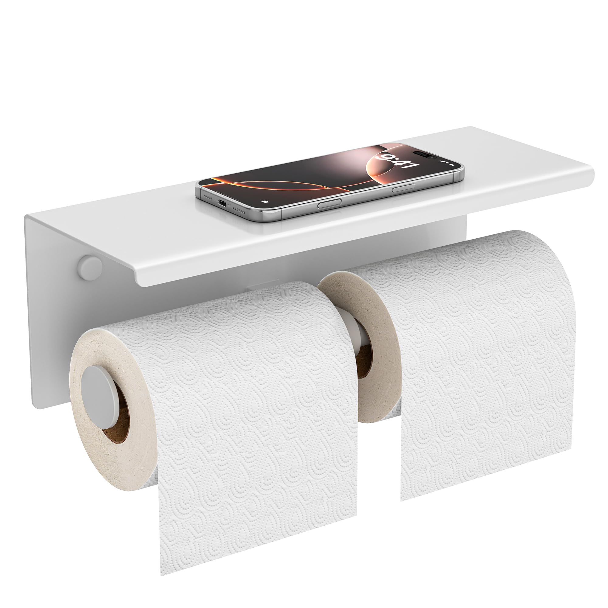 Double Toilet Paper Holder with Shelf, Wall Mount Tissue Roll Holder for Bathroom, 304 Stainless Steel Commercial Toilet Tissue Dispensers 1
Double Toilet Paper Holder with Shelf, Wall Mount Tissue Roll Holder for Bathroom, 304 Stainless Steel Commercial Toilet Tissue Dispensers 1