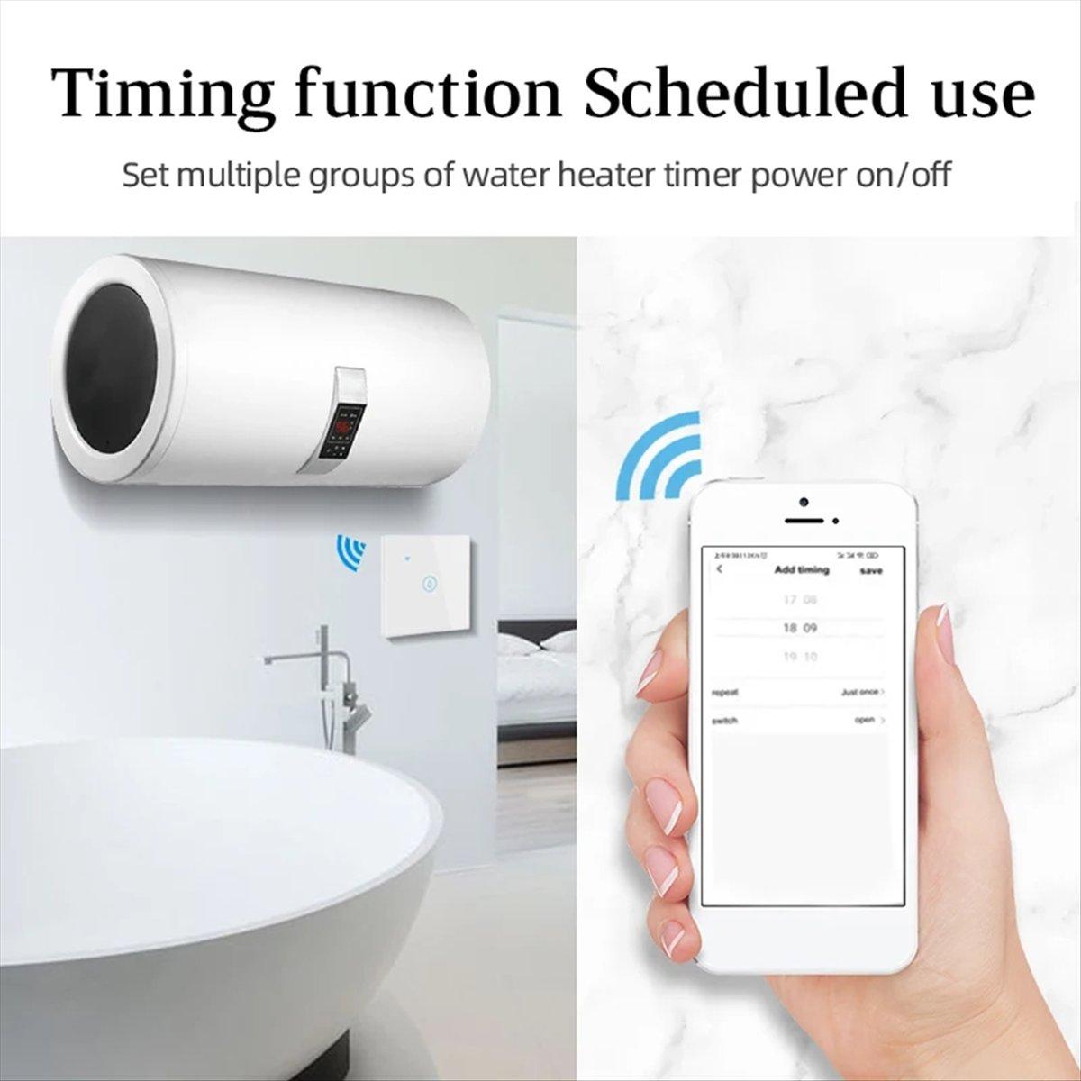 40A Smart WiFi Touch Water Heater Switch Tuya Smart Life APP Timer Voice Control Glass Panel Wall Power Switch Black China Mainland
40A Smart WiFi Touch Water Heater Switch Tuya Smart Life APP Timer Voice Control Glass Panel Wall Power Switch Black China Mainland