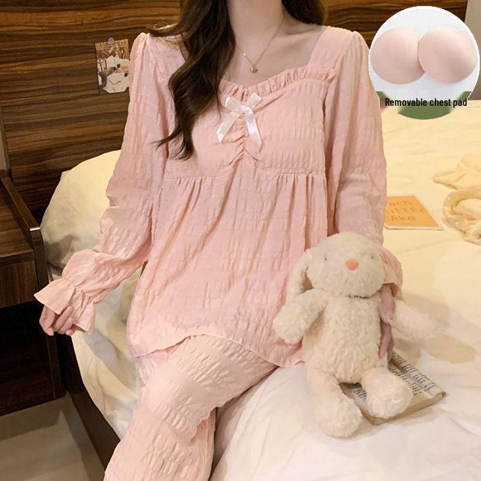 Sweet French Fairy Style Long Sleeve Pajamas: Millennium Gingham Cloud Cotton with Removable Chest Pads for Spring and Autumn XL рожевий
Sweet French Fairy Style Long Sleeve Pajamas: Millennium Gingham Cloud Cotton with Removable Chest Pads for Spring and Autumn XL рожевий