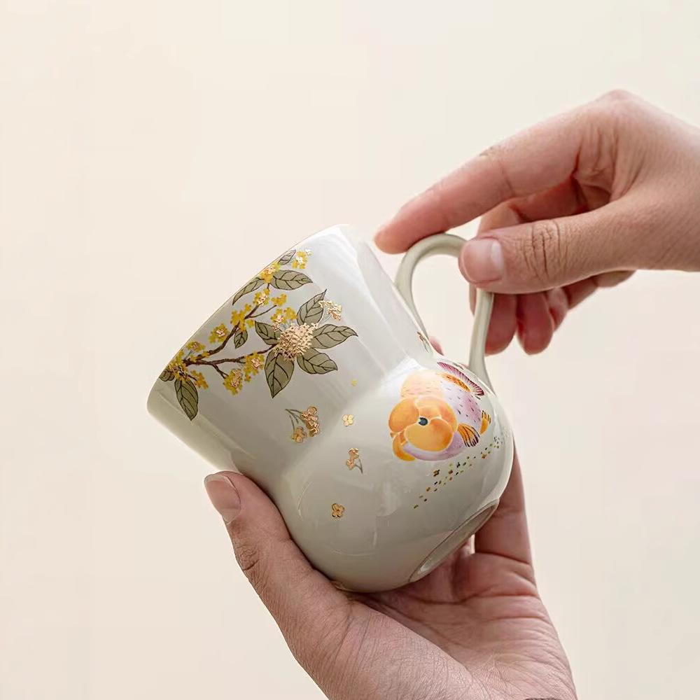 Plant Ash Ceramic Gold Osmanthus Goldfish With Spoon Personal Cup Drinking Water Guochao Chinese Style Office Lady 350
Plant Ash Ceramic Gold Osmanthus Goldfish With Spoon Personal Cup Drinking Water Guochao Chinese Style Office Lady 350