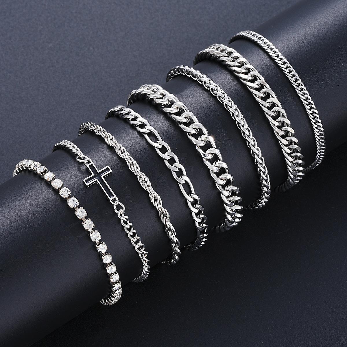 8pcs Set Personality Hip-hop Stainless Steel Cuban Cross Zircon Chain Bracelets for Women Men Trendy Jewelry Sets Accessory Gift
8pcs Set Personality Hip-hop Stainless Steel Cuban Cross Zircon Chain Bracelets for Women Men Trendy Jewelry Sets Accessory Gift