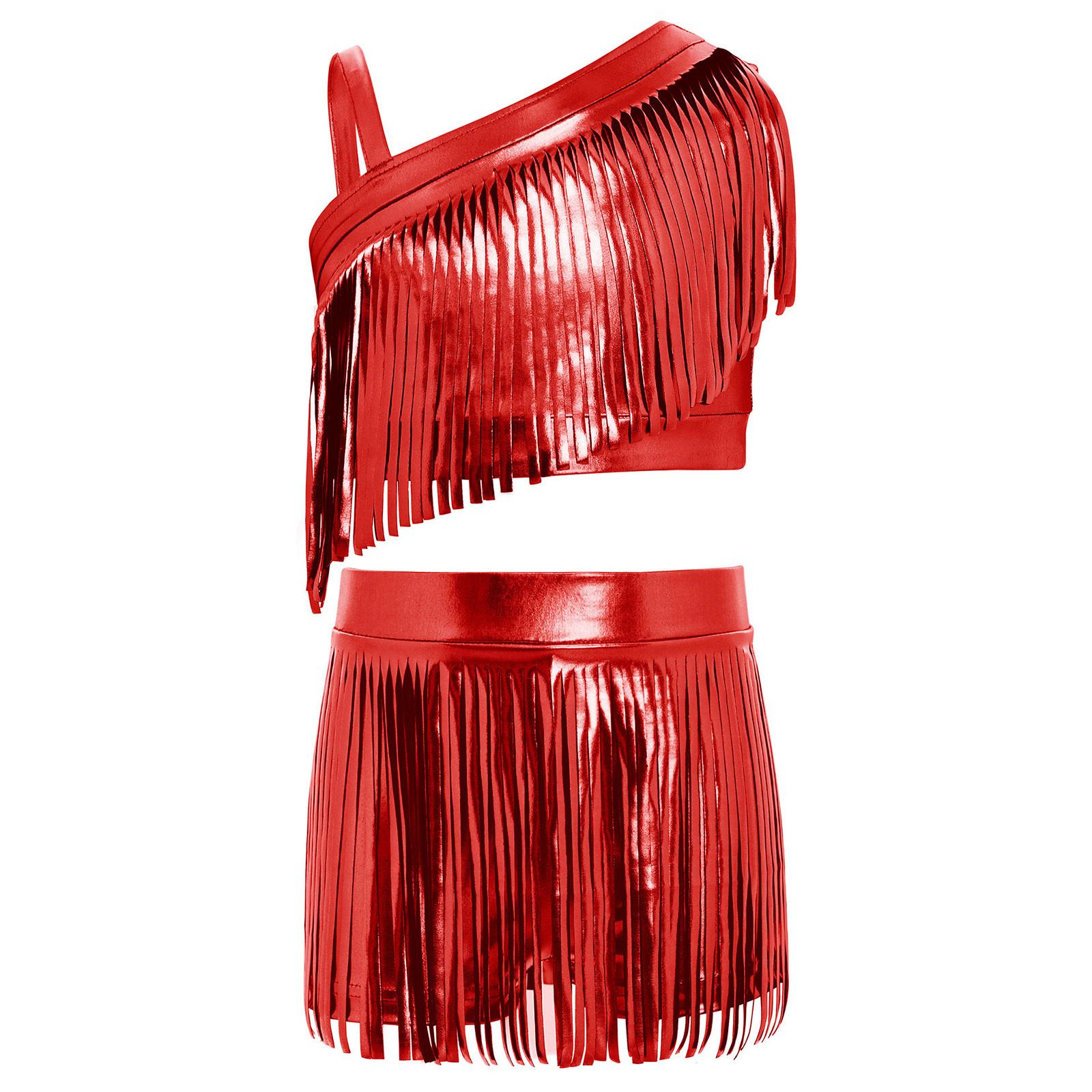Girls Jazz Dance Outfit Asymmetrical Shoulder Metallic Tassels Crop Top Elastic Waistband Shorts Set 5-6 Years червоний
Girls Jazz Dance Outfit Asymmetrical Shoulder Metallic Tassels Crop Top Elastic Waistband Shorts Set 5-6 Years червоний