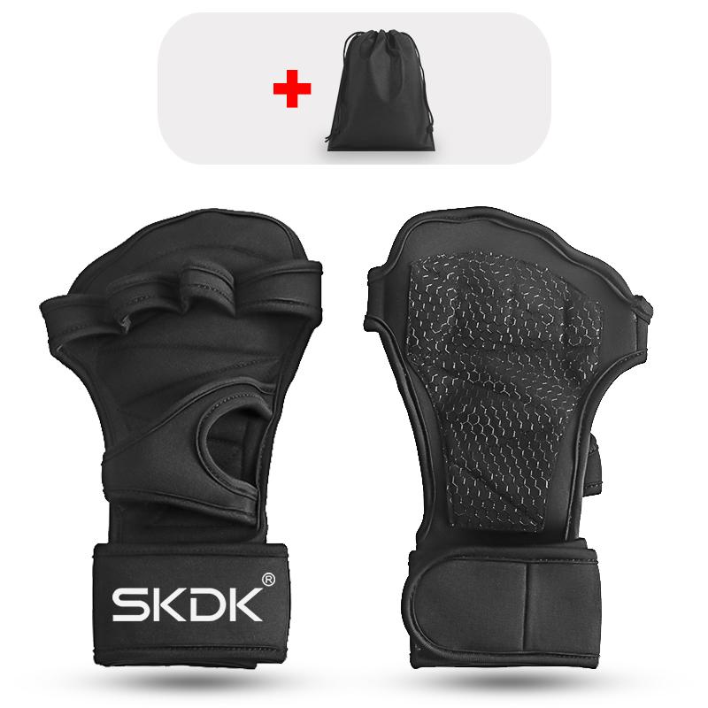 Перчатки для фитнеса и тяжелой атлетики с накладками на запястья, силиконовый гель, полная защита ладоней, перчатки для тренировок в спортзале, оборудование для силовой атлетики XL чёрный