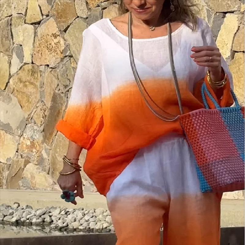 Весенне-летний градиент цвета, хлопковый льняной женский костюм с длинными рукавами, повседневный свободный простой модный длинный брюки с карманами, женский комплект из двух предметов XXXXXL
Весенне-летний градиент цвета, хлопковый льняной женский костюм с длинными рукавами, повседневный свободный простой модный длинный брюки с карманами, женский комплект из двух предметов XXXXXL