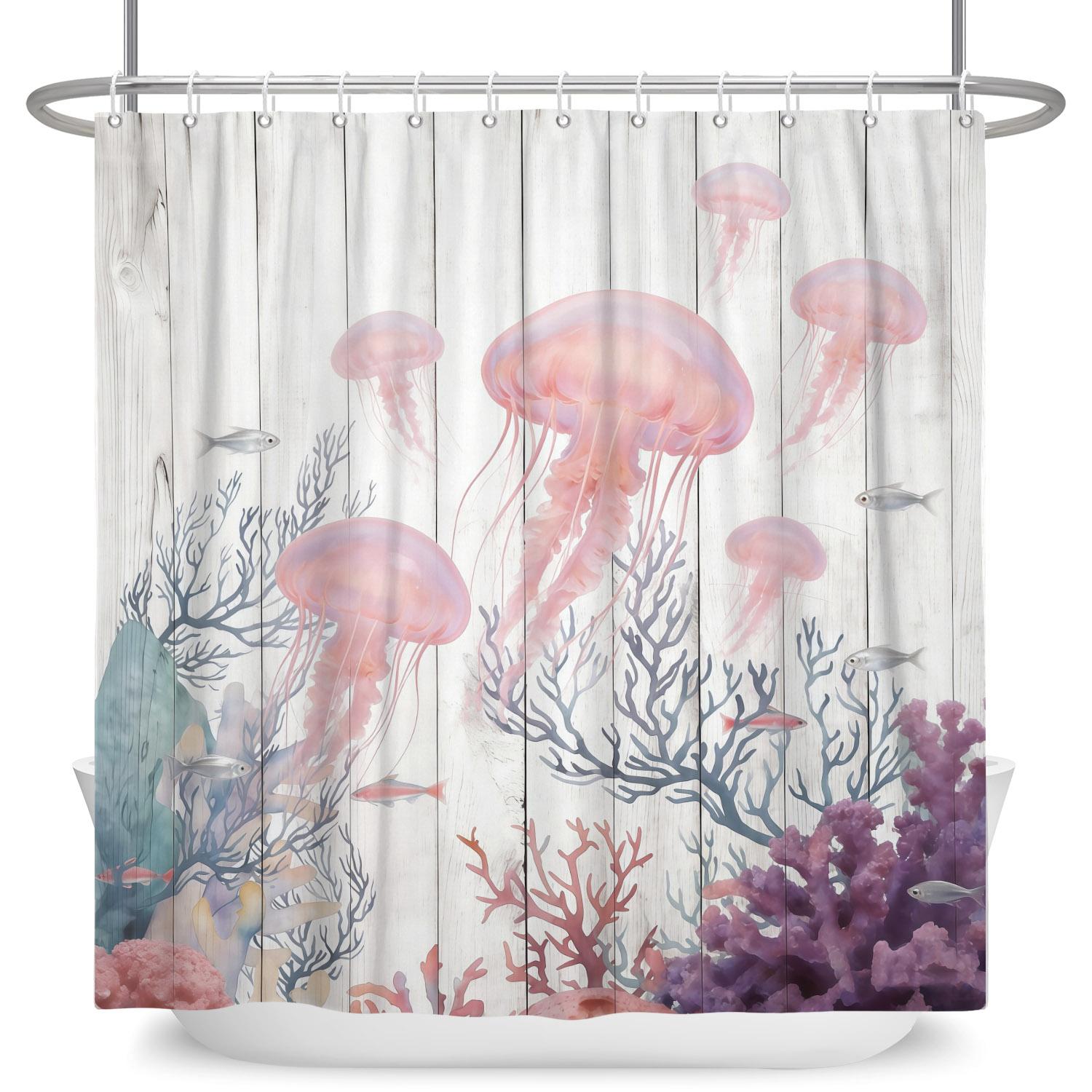 Underwater World Theme Bathroom Curtains Jellyfish Sea Turtles Sharks Waterproof Polyester Shower Curtain Decor With 12 Hooks W60H190(CM)-1 Pcs
Underwater World Theme Bathroom Curtains Jellyfish Sea Turtles Sharks Waterproof Polyester Shower Curtain Decor With 12 Hooks W60H190(CM)-1 Pcs