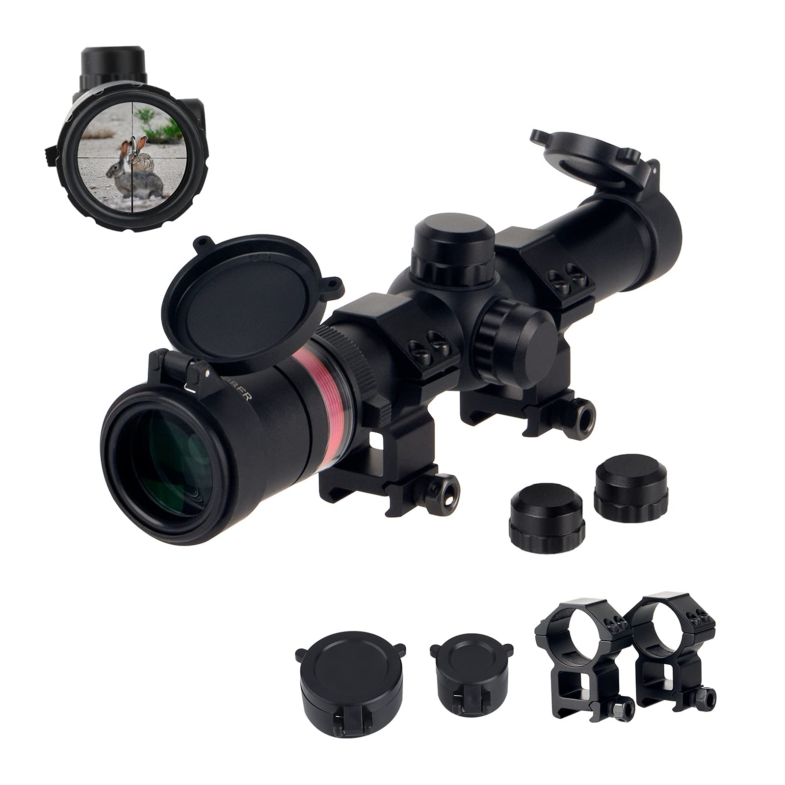 FOCUHUNTER 1.5-6X24mm Short Scope Tactical Variable 1.5-6x Zoom Scope Telescope Sight WeaverPicatinny Rail Mount Ring & Lens Cap Included Red
FOCUHUNTER 1.5-6X24mm Short Scope Tactical Variable 1.5-6x Zoom Scope Telescope Sight WeaverPicatinny Rail Mount Ring & Lens Cap Included Red