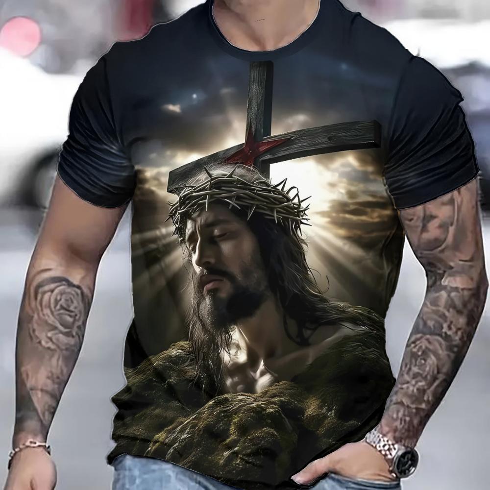 Summer Men s T-Shirt Jesus Prin 3d T-Shirts Short Sleeve Tee Fashion Street Casual Crew Neck Male Oversized Clothing Pullover S
Summer Men s T-Shirt Jesus Prin 3d T-Shirts Short Sleeve Tee Fashion Street Casual Crew Neck Male Oversized Clothing Pullover S