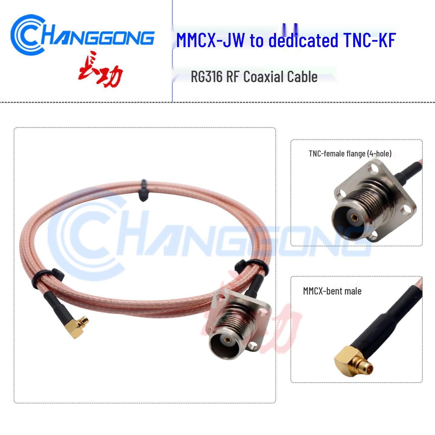 TNC to MMCX Right Angle Male Connector Cable with TNC Female Four-Hole Flange Adapter 20cm MMCX-JW to TNC-KF
TNC to MMCX Right Angle Male Connector Cable with TNC Female Four-Hole Flange Adapter 20cm MMCX-JW to TNC-KF