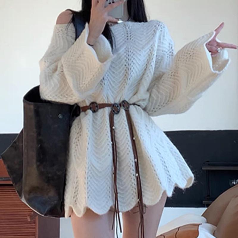 Korean Style Off-Shoulder Lace Knit Sweater for Women - Casual Autumn Loose Fit Black
Korean Style Off-Shoulder Lace Knit Sweater for Women - Casual Autumn Loose Fit Black