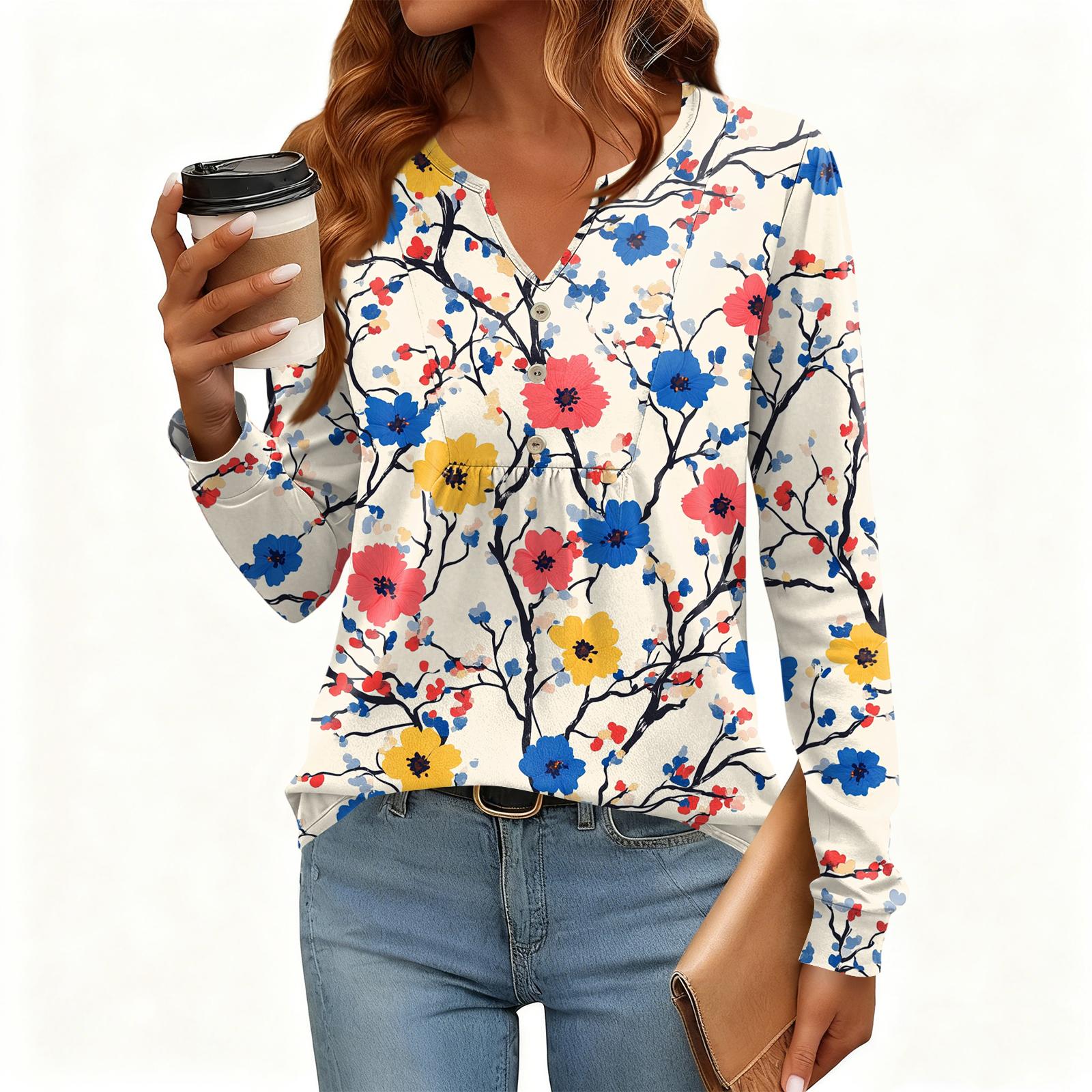 Women s Relaxed,Fit V,Neck Vintage Color,Blocked Floral Print Long,Sleeve Pullover Tee S білий
Women s Relaxed,Fit V,Neck Vintage Color,Blocked Floral Print Long,Sleeve Pullover Tee S білий