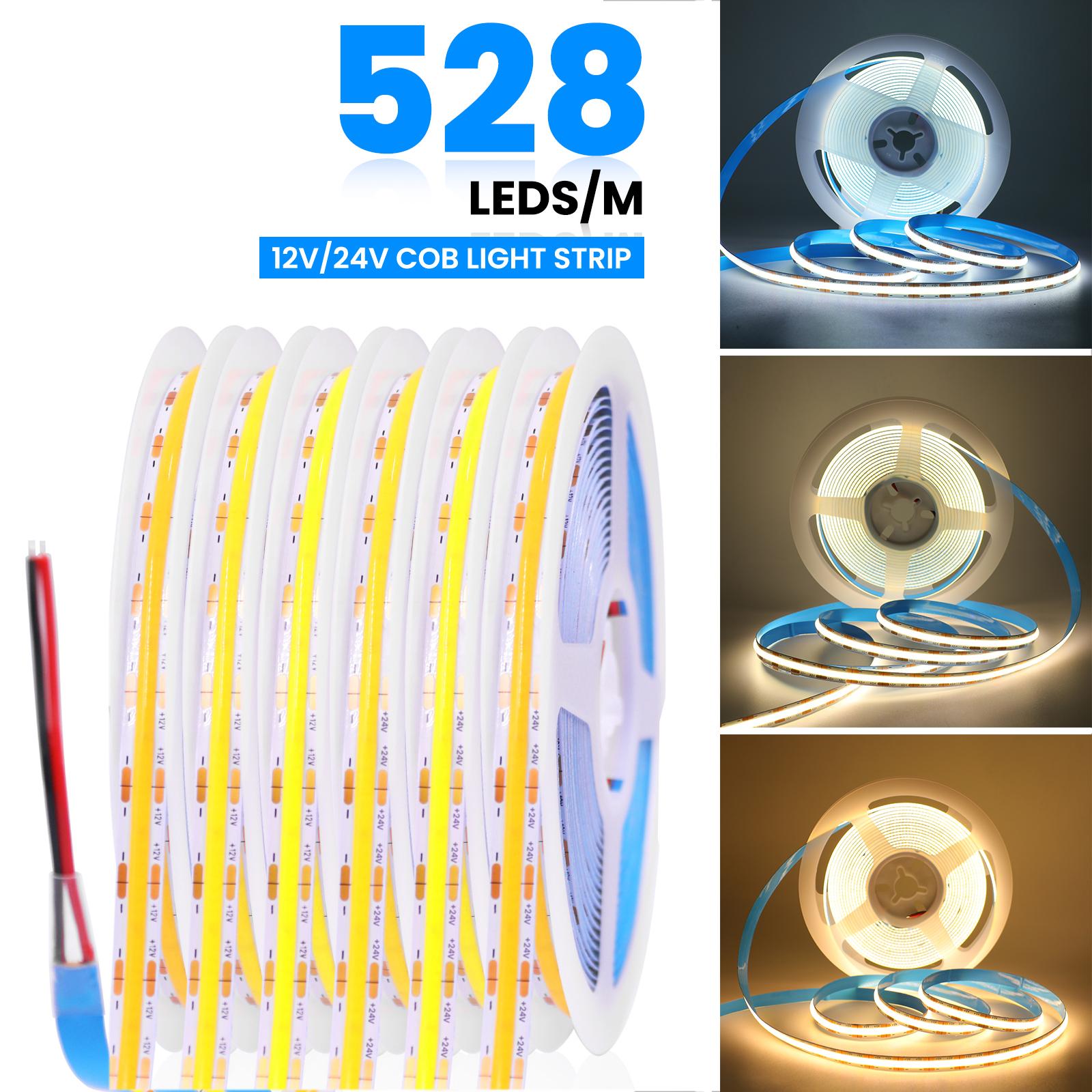 528Leds/M COB Strip 12V 24V 3000K 4000K 6000K Warm/Natural White Home Decor High Brighter Flexible Ribbon Rope LED Light 0.5-10m DC 12V 0.5m
528Leds/M COB Strip 12V 24V 3000K 4000K 6000K Warm/Natural White Home Decor High Brighter Flexible Ribbon Rope LED Light 0.5-10m DC 12V 0.5m