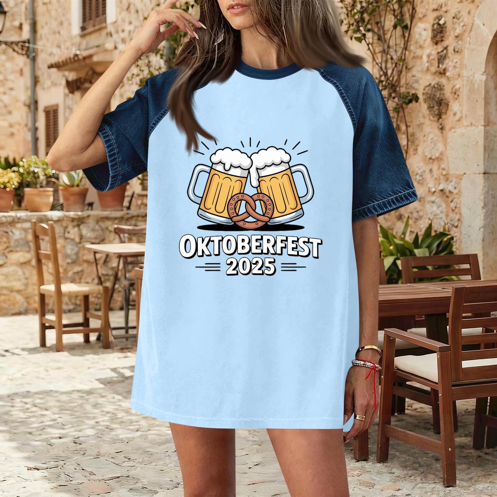 Casual Women Denim Patch Oktoberfest 2025 Print Short Sleeve T Shirt Loose Fit Comfortable Top for Everyday Wear M
Casual Women Denim Patch Oktoberfest 2025 Print Short Sleeve T Shirt Loose Fit Comfortable Top for Everyday Wear M