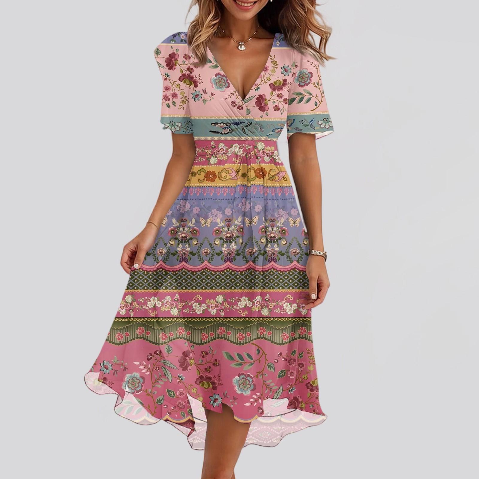 Женские модные повседневные платья с V-образным вырезом, короткими рукавами и оборками, винтажным принтом M
Женские модные повседневные платья с V-образным вырезом, короткими рукавами и оборками, винтажным принтом M