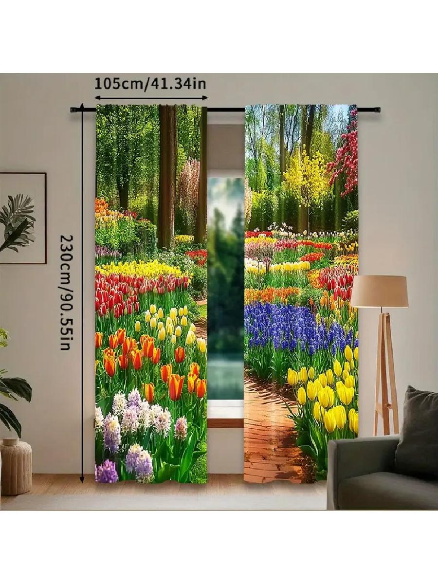 2pcs Colorful Floral Garden Printed Curtains, Designed for Light Filtering, Quality Material, Ideal for Spring Home Window Deco 24x59in(60x150CM)x2&Rod Pocket
2pcs Colorful Floral Garden Printed Curtains, Designed for Light Filtering, Quality Material, Ideal for Spring Home Window Deco 24x59in(60x150CM)x2&Rod Pocket