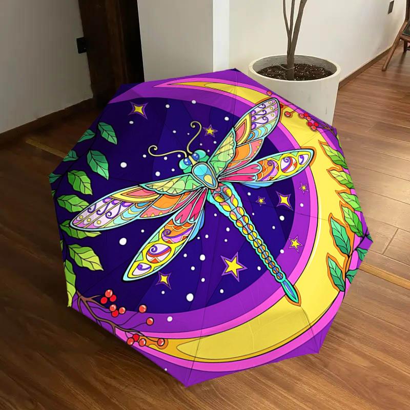 Colorful Dragonfly Moon Phase Automatic Opening Umbrella Portable Folding Design with 8 Bone Iron Frame,Perfect for Outdoor Use,Festive
Colorful Dragonfly Moon Phase Automatic Opening Umbrella Portable Folding Design with 8 Bone Iron Frame,Perfect for Outdoor Use,Festive