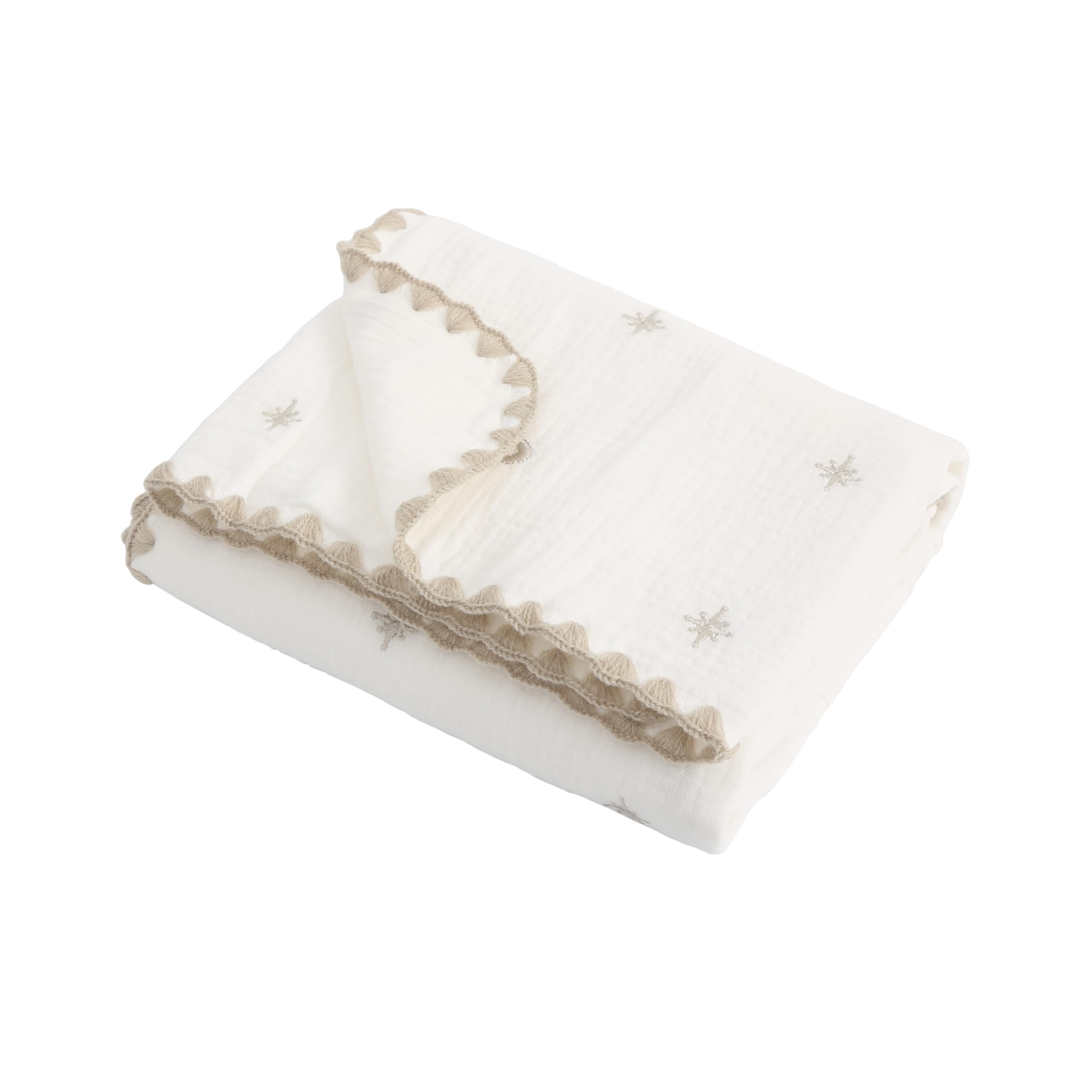 Марлевое полотенце Hugmuu x Ornament Серое 70 x Одеяло, Марля, 6-слойная марля, Хлопок, Одеяло, Одеяло, Пеленка, (Белая звезда, 100)