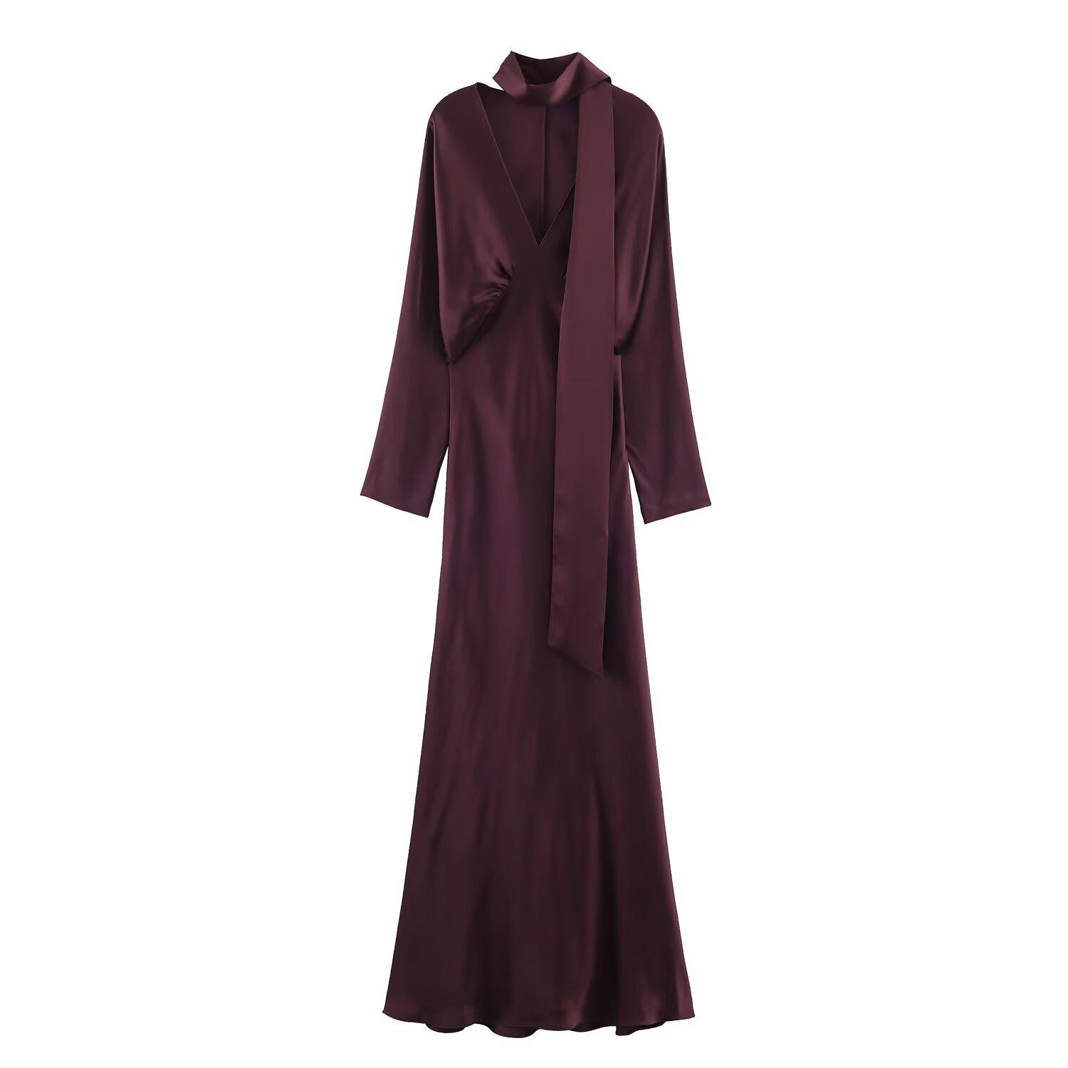 European American Women s Silk Satin Scarf Dress - Fashionable and Slim-Fitting with Chic Temperament Small вино красного
European American Women s Silk Satin Scarf Dress - Fashionable and Slim-Fitting with Chic Temperament Small вино красного