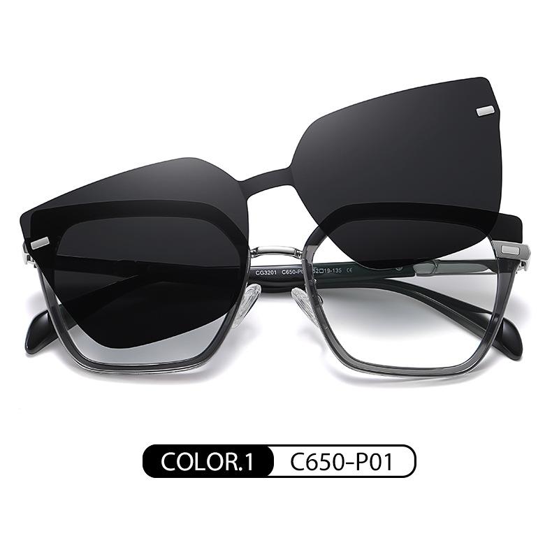 Trendy Magnetic Clip-On Glasses for Myopia, European and American Style Eyeglass Frames for Women CG3201Switch between magnetic polarized sunglasses 52-19-135
Trendy Magnetic Clip-On Glasses for Myopia, European and American Style Eyeglass Frames for Women CG3201Switch between magnetic polarized sunglasses 52-19-135