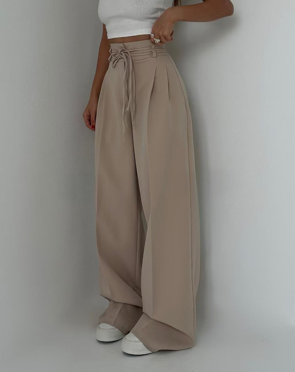Khaki Wide Leg Pants with Drawstring Waist S
Khaki Wide Leg Pants with Drawstring Waist S