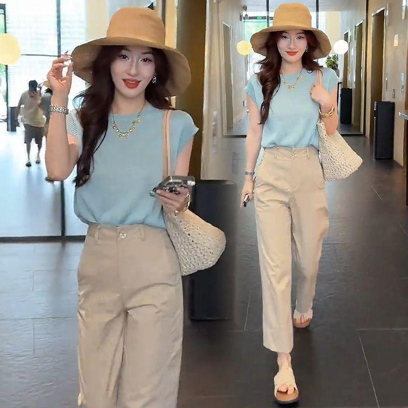 Stylish 2026 Women s Ice Silk Two-Piece Set: Slimming Short-Sleeve Knit Top & Casual Pants M (95-105 jin)
Stylish 2026 Women s Ice Silk Two-Piece Set: Slimming Short-Sleeve Knit Top & Casual Pants M (95-105 jin)