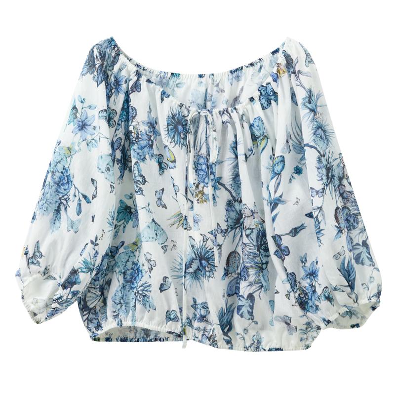 Lyocell Floral Tie-Waist Lantern Sleeve Top M
Lyocell Floral Tie-Waist Lantern Sleeve Top M