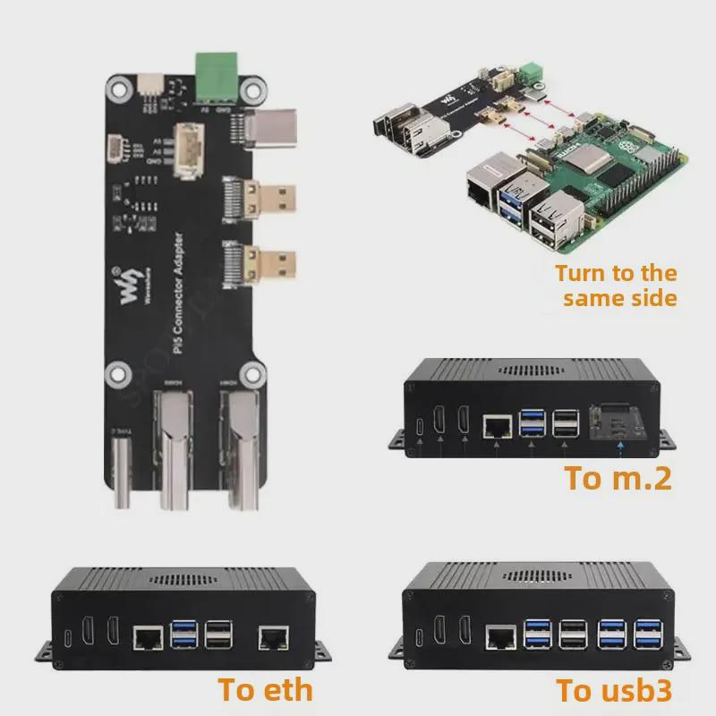 Raspberry Pi 5 Adapter Kit: PCIe to Gigabit Ethernet, USB Hub, and M.2 NVMe SSD Enclosure.
Raspberry Pi 5 Adapter Kit: PCIe to Gigabit Ethernet, USB Hub, and M.2 NVMe SSD Enclosure.