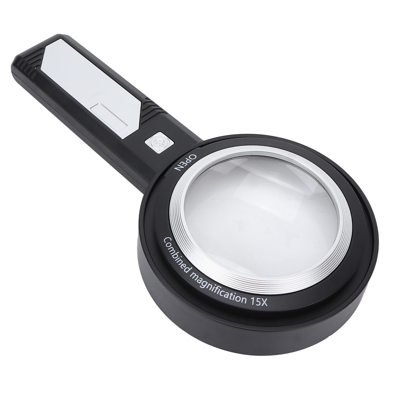 Handheld Magnifying Glass 6X/15X Reading Illuminated Lighted Magnifier with 6 LED Lights for Seniors Reading
Handheld Magnifying Glass 6X/15X Reading Illuminated Lighted Magnifier with 6 LED Lights for Seniors Reading