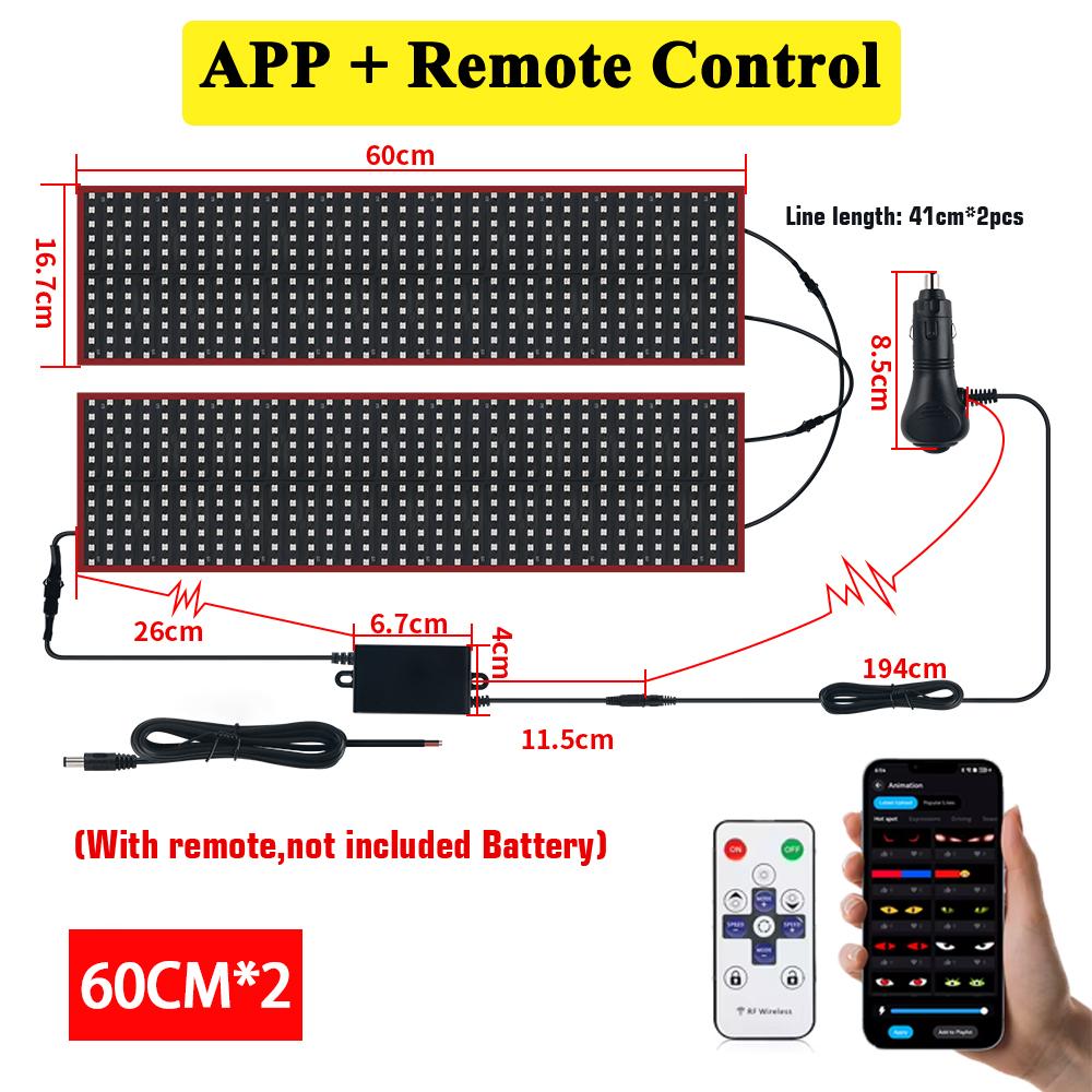 Truck Car LED Devil Eyes Light Dynamic APP Remote Control Soft Screen 12V 24V Free Custom Text For Board Windshield Music Mode
Truck Car LED Devil Eyes Light Dynamic APP Remote Control Soft Screen 12V 24V Free Custom Text For Board Windshield Music Mode
