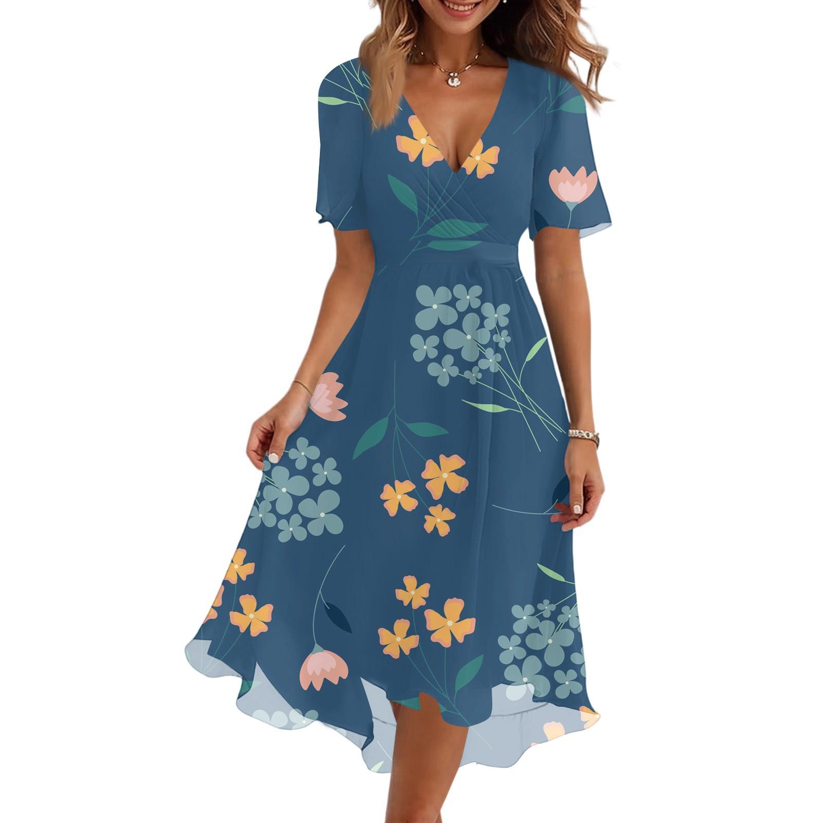 Женское модное повседневное платье с V-образным вырезом, короткими рукавами и цветочным принтом XL тёмно-синий
Женское модное повседневное платье с V-образным вырезом, короткими рукавами и цветочным принтом XL тёмно-синий