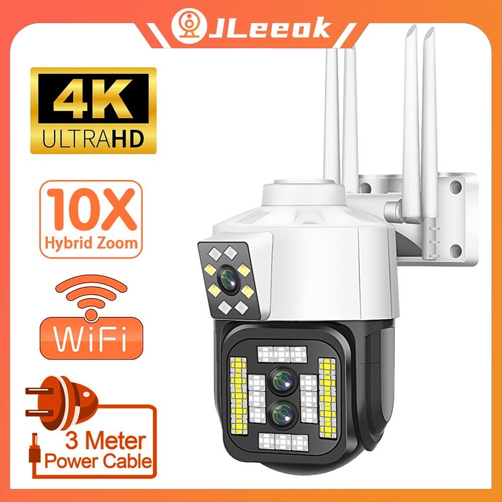 Jleeok Outdoor 4K 8MP Three Lens Wireless WIFI Dual Screen Securtiy IP Camera Auto Motion Tracking PTZ 10X Optical Hybrid Zoom Waterproof CCTV
Jleeok Outdoor 4K 8MP Three Lens Wireless WIFI Dual Screen Securtiy IP Camera Auto Motion Tracking PTZ 10X Optical Hybrid Zoom Waterproof CCTV