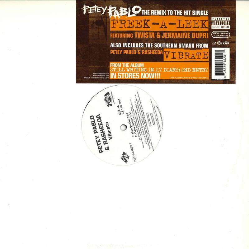 12-дюймовая пластинка PETEY PABLO - Freek-a-leek 8287661201 JIVE 2004 США Рэп и хип-хоп/R&B Б/У
12-дюймовая пластинка PETEY PABLO - Freek-a-leek 8287661201 JIVE 2004 США Рэп и хип-хоп/R&B Б/У