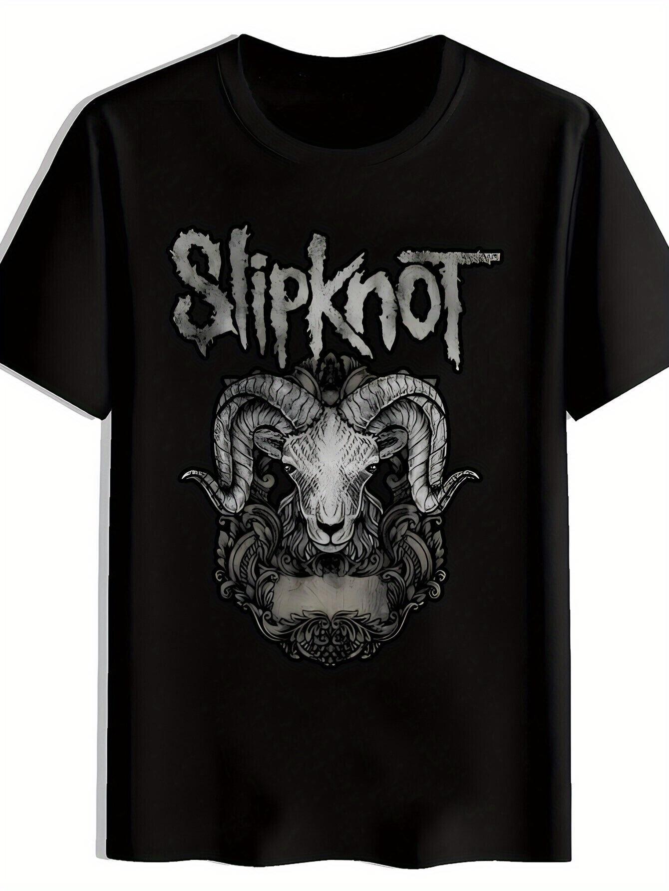 Slipknot Graphic T-shirt - Black Crew Neck Short Sleeve Tee with Goat Head Emblem S
Slipknot Graphic T-shirt - Black Crew Neck Short Sleeve Tee with Goat Head Emblem S
