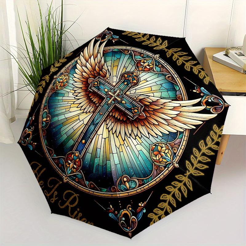 He Is Risen Stained Glass Cross with Wings Wall Art Print Poster Umbrella, Cute Umbrella with Cute Design, Portable 3-Fold Compact Umbrella for Men &
He Is Risen Stained Glass Cross with Wings Wall Art Print Poster Umbrella, Cute Umbrella with Cute Design, Portable 3-Fold Compact Umbrella for Men &