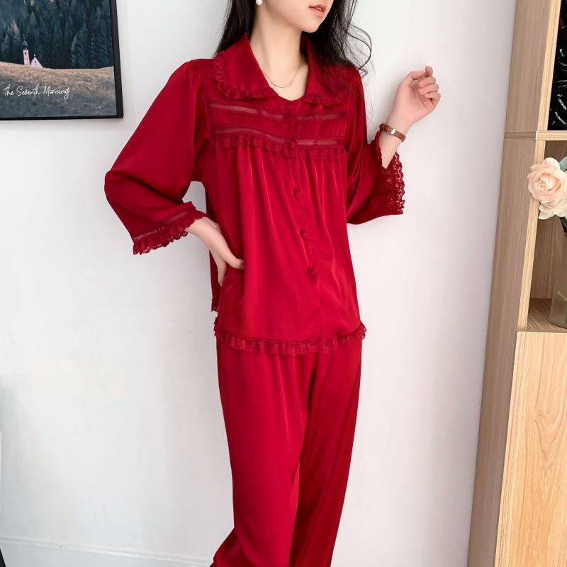 Пижама из атласа в стиле французского двора 2025 года: Женский весенне-летний комплект с длинными рукавами и брюками Medium
Пижама из атласа в стиле французского двора 2025 года: Женский весенне-летний комплект с длинными рукавами и брюками Medium