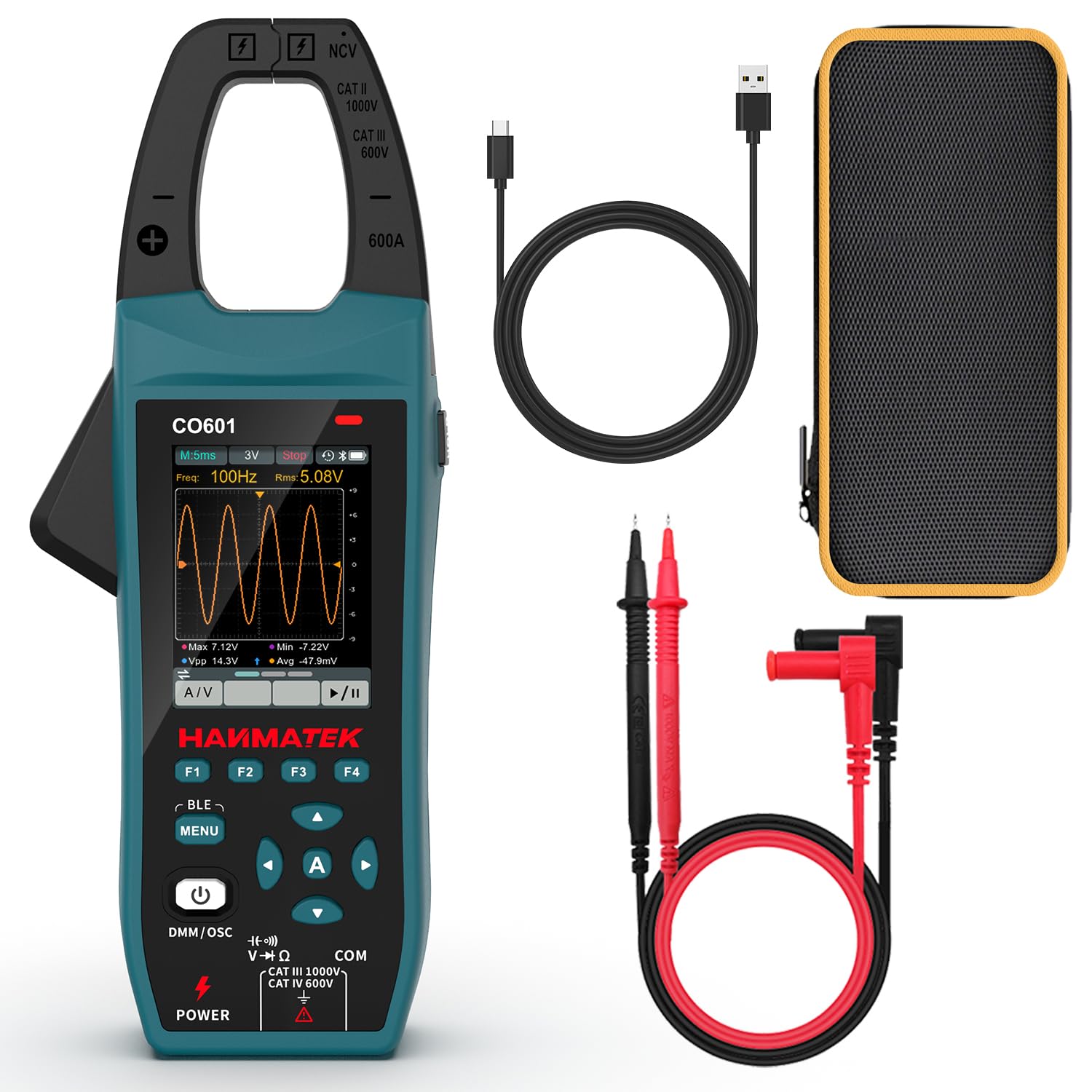 HANMATEK CO601 Handheld Digital Clamp Oscilloscope High Accuracy TFT USB Advanced Trigger Portable for Fieldwork 5.0MSa/s Sampling, 2.8 Display,
HANMATEK CO601 Handheld Digital Clamp Oscilloscope High Accuracy TFT USB Advanced Trigger Portable for Fieldwork 5.0MSa/s Sampling, 2.8 Display,