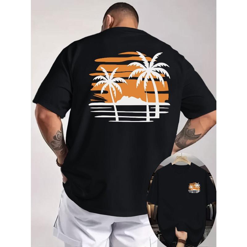 European Size Sunset Coconut Tree Beach T-shirt, Featuring Minimalist Line Art of Coconut Trees and Ocean Views Printed on Both Front and Back. S чёрный
European Size Sunset Coconut Tree Beach T-shirt, Featuring Minimalist Line Art of Coconut Trees and Ocean Views Printed on Both Front and Back. S чёрный