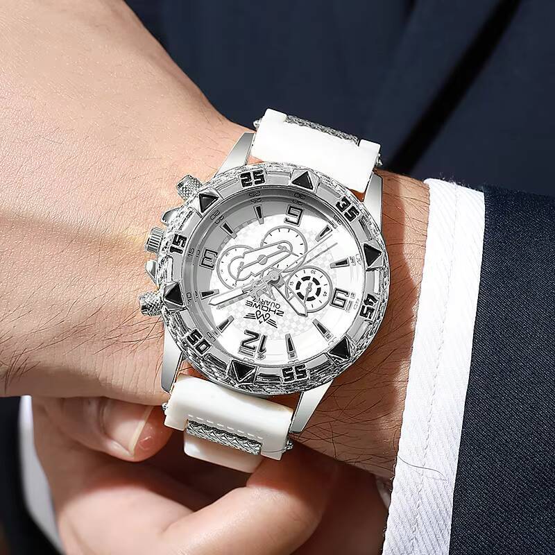 Модные мужские деловые часы, повседневные спортивные часы с силиконовым ремешком, кварцевые наручные часы с большим циферблатом, Reloj Hombre
Модные мужские деловые часы, повседневные спортивные часы с силиконовым ремешком, кварцевые наручные часы с большим циферблатом, Reloj Hombre