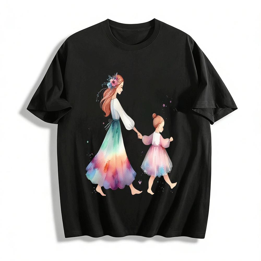 Watercolor Mother Daughter Holding Hands Print Parent-child Outfits Pure cotton T-shirt 6XL
Watercolor Mother Daughter Holding Hands Print Parent-child Outfits Pure cotton T-shirt 6XL