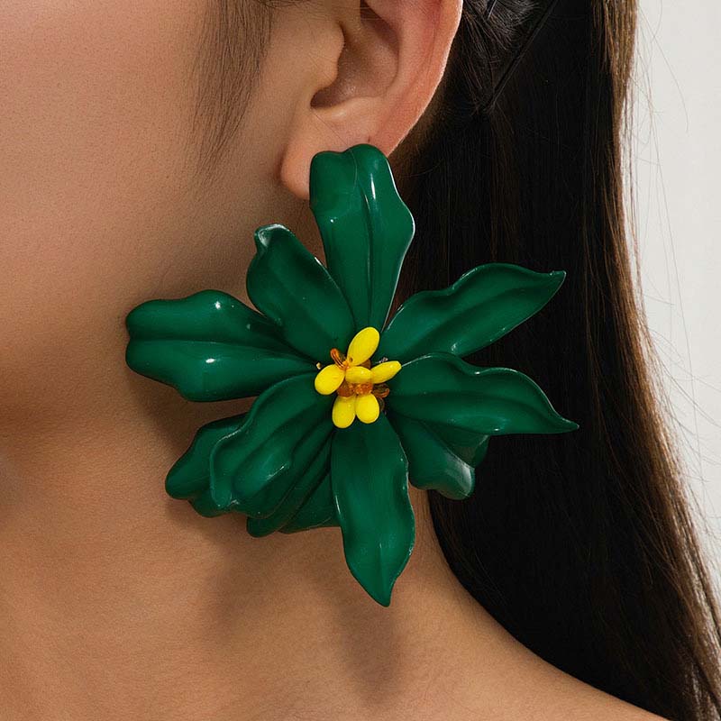 Vintage Metal Large Flowers Stud Earrings for Women Girls Exaggerated Red Acrylic Petal Personality Earrings Zircon Accessories зелений
Vintage Metal Large Flowers Stud Earrings for Women Girls Exaggerated Red Acrylic Petal Personality Earrings Zircon Accessories зелений